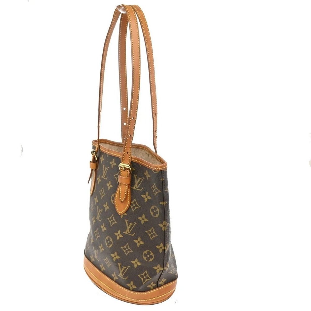 LOUIS VUITTON BUCKET PM Shoulder Tote Bag Monogram Leather Brown M42238 30AA147 - Picture 5 of 16